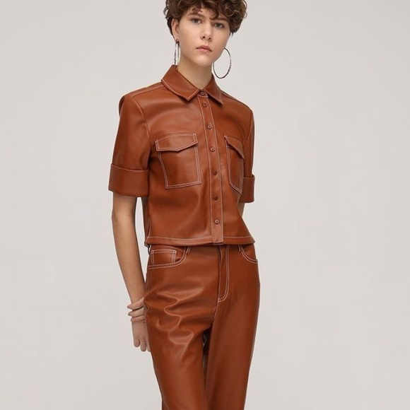 STAUD Rue Faux Leather Shirt - Picture 3 of 6